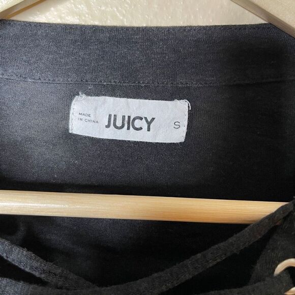 JUICY Women’s Small Black Front Tie Top Long Sleeve - Picture 4 of 8